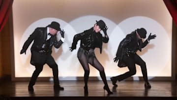 Only Murders in the Building -- “The Beat Goes On” - Episode 302 -- Mabel, Oliver & Charles attend Ben’s lavish memorial full of fans and those with more dubious motives. As the actor’s sudden death is mourned, Oliver works to revive his shaky Broadway show. Charles (Steve Martin), Mabel (Selena Gomez) and Will (Ryan Broussard), shown. (Photo by: Patrick Harbron/Hulu)