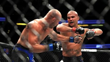 ANAHEIM, CA - JULY 29: Robbie Lawler (black shorts) fights Donald Cerrone during their Welterweight bout at UFC 214 at Honda Center on July 29, 2017 in Anaheim, California. (Photo by Sean M. Haffey/Getty Images)