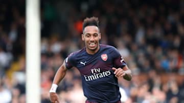 LONDON, ENGLAND - OCTOBER 07: Pierre-Emerick Aubameyang of Arsenal during the Premier League match between Fulham FC and Arsenal FC at Craven Cottage on October 7, 2018 in London, United Kingdom. (Photo by James Williamson - AMA/Getty Images)