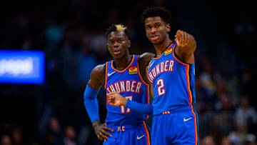 OKC Thunder Shai Gilgeous-Alexander and Dennis Schroder (Photo by Zach Beeker/NBAE via Getty Images)