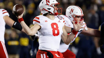 Nebraska Cornhuskers quarterback Logan Smothers (8) passes in the second half (Rick Osentoski-USA TODAY Sports)