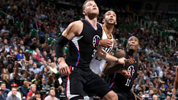 Blake Griffin, Jamal Crawford, Los Angeles Clippers. Rudy Gobert, Utah Jazz. Copyright 2017 NBAE (Photo by Melissa Majchrzak/NBAE via Getty Images)