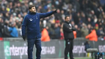 LONDON, ENGLAND - MARCH 03: Mauricio Pochettino, Manager of Tottenham Hotspur gives instructions during the Premier League match between Tottenham Hotspur and Huddersfield Town at Wembley Stadium on March 3, 2018 in London, England. (Photo by Shaun Botterill/Getty Images)