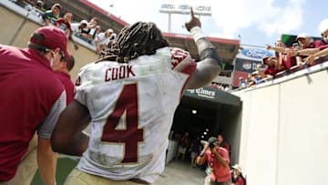 Sep 24, 2016; Tampa, FL, USA; Florida State Seminoles running back Dalvin Cook (4) walks of the field after a game against the South Florida Bulls at Raymond James Stadium. Mandatory Credit: Logan Bowles-USA TODAY Sports