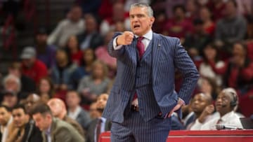 Jan 29, 2020; Fayetteville, Arkansas, USA; South Carolina Gamecocks head coach Frank Martin points towards a player during the first half of the game against the Arkansas Razorbacks at Bud Walton Arena. South Carolina defeated Arkansas 79-77. Mandatory Credit: Brett Rojo-USA TODAY Sports