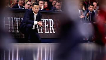 TUCSON, ARIZONA - JANUARY 16: Head coach Sean Miller of the Arizona Wildcats watches from the sidelines during the second half of the NCAAB game against the Utah Utes at McKale Center on January 16, 2020 in Tucson, Arizona. (Photo by Christian Petersen/Getty Images)