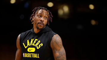 TORONTO, ON - MARCH 18: Dwight Howard #39 of the Los Angeles Lakers warms up ahead of their NBA game against the Toronto Raptors at Scotiabank Arena on March 18, 2022 in Toronto, Canada. NOTE TO USER: User expressly acknowledges and agrees that, by downloading and or using this Photograph, user is consenting to the terms and conditions of the Getty Images License Agreement. (Photo by Cole Burston/Getty Images)