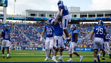 Kentucky Wildcats players celebrate (Credit: Jordan Prather-USA TODAY Sports)