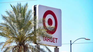 LAS VEGAS, NEVADA, UNITED STATES - 2022/05/24: A Target Corporation logo is displayed on a sign near their retail store. Target Corporation (NYSE: TGT) reported a 3.3 percent growth in sales as they released their first-quarter earnings report. Target, a general merchandise retailer, currently has 1,931 stores across the United States and the District of Columbia. (Photo by Gabe Ginsberg/SOPA Images/LightRocket via Getty Images)