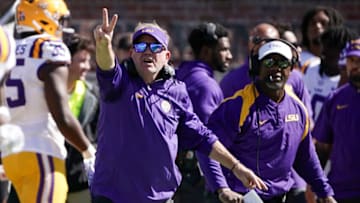 Rivals' Brian Stultz had a great line about Brian Kelly seeming normal compared to past characters in the LSU-Auburn football rivalry Mandatory Credit: Denny Medley-USA TODAY Sports