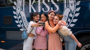 XO, Kitty. (L to R) Sunny Oh as Mihee, Gia Kim as Yuri, Han Bi Ryu as Eunice, Jocelyn Shelfo as Madison in episode 108 of XO, Kitty. Cr. Park Young-Sol/Netflix © 2023