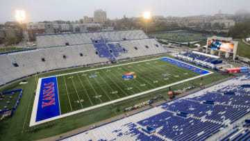 LAWRENCE, KS - NOVEMBER 04: Memorial Stadium sits empty before the game between the Baylor Bears and the Kansas Jayhawks on November 4, 2017 in Lawrence, Kansas. (Photo by Brian Davidson/Getty Images)