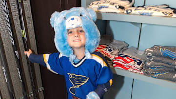 ST. LOUIS, MO - OCTOBER 30: St. Louis Blues fan dresses up in a Halloween costume before a game against the Anaheim Ducks on October 30, 2014 at Scottrade Center in St. Louis, Missouri. (Photo by Scott Rovak/NHLI via Getty Images)
