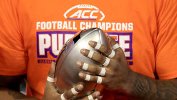 CHARLOTTE, NORTH CAROLINA - DECEMBER 07: A detailed view of the trophy after the Clemson Tigers defeated the Virginia Cavaliers 64-17 in the ACC Football Championship game at Bank of America Stadium on December 07, 2019 in Charlotte, North Carolina. (Photo by Streeter Lecka/Getty Images)