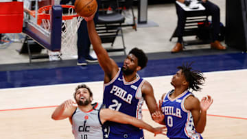 Philadelphia 76ers, Joel Embiid, Tyrese Maxey (Photo by Tim Nwachukwu/Getty Images)