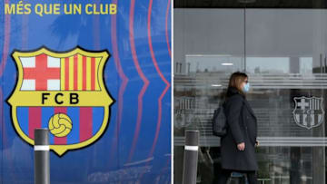Deputy Chief of the Criminal Investigation Division of Catalan regional police forces Mossos d'Esquadra, Marta Fernandez leaves the offices of Barcelona Football Club. (Photo by LLUIS GENE / AFP) (Photo by LLUIS GENE/AFP via Getty Images)