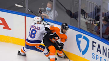 Shayne Gostisbehere, Philadelphia Flyers and Anthony Beauvillier, New York Islanders (Mandatory Credit: John E. Sokolowski-USA TODAY Sports)