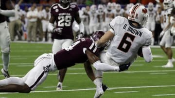 Dru Brown, #6, Oklahoma State Cowboys, (Photo by Bob Levey/Getty Images)