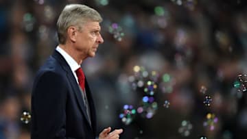 LONDON, ENGLAND - DECEMBER 13: Arsene Wenger, Manager of Arsenal looks on prior to the Premier League match between West Ham United and Arsenal at London Stadium on December 13, 2017 in London, England. (Photo by Shaun Botterill/Getty Images)