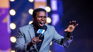 Michael Pinball Clemons speaks on stage during the 2018 WE Day Toronto Show at Scotiabank Arena. (Photo by Dominik Magdziak/Getty Images)