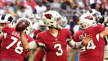 GLENDALE, AZ - DECEMBER 23: Josh Rosen #3 of the Arizona Cardinals throws the ball against the Los Angeles Rams at State Farm Stadium on December 23, 2018 in Glendale, Arizona. (Photo by Norm Hall/Getty Images)