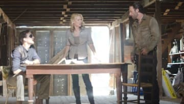 Diplomacy? The Governor (David Morrissey), Andrea (Laurie Holden) and Rick Grimes (Andrew Lincoln) - The Walking Dead - Season 3, Episode 13 - Photo credit: Gene Page/AMC