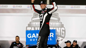 HAMPTON, GA - FEBRUARY 23: Kyle Busch, driver of the #51 Cessna Toyota, celebrates in victory lane after winning the NASCAR Gander Outdoors Truck Series Ultimate Tailgating 200 at Atlanta Motor Speedway on February 23, 2019 in Hampton, Georgia. (Photo by Brian Lawdermilk/Getty Images)