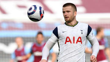 Tottenham Hotspur's English defender Eric Dier keeps his eyes on the ball during the English Premier League football match between West Ham United and Tottenham Hotspur at The London Stadium, in east London on February 21, 2021. (Photo by NEIL HALL / POOL / AFP) / RESTRICTED TO EDITORIAL USE. No use with unauthorized audio, video, data, fixture lists, club/league logos or 'live' services. Online in-match use limited to 120 images. An additional 40 images may be used in extra time. No video emulation. Social media in-match use limited to 120 images. An additional 40 images may be used in extra time. No use in betting publications, games or single club/league/player publications. / (Photo by NEIL HALL/POOL/AFP via Getty Images)