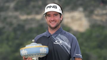AUSTIN, TEXAS - MARCH 25: Bubba Watson of the United States celebrates with the Walter Hagen Cup after winning the World Golf Championships-Dell Match Play at Austin Country Club on March 25, 2018 in Austin, Texas. (Photo by Richard Heathcote/Getty Images)