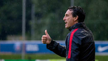 SCHLADMING, AUSTRIA - JULY 13: Unai Emery, trainer of Paris St. Germain seen during a friendly match against West Bromwich Albion on July 13, 2016 in Schladming, Austria. (Photo by Marc Mueller/Getty Images)