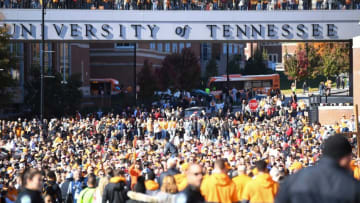 Fans mill about before an SEC football game between the Tennessee Volunteers and the Georgia Bulldogs in Neyland Stadium in Knoxville on Saturday, Nov. 13, 2021.Tennesseegeorgia1113 0634