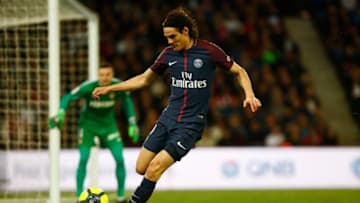 Edinson Cavani of PSG during the Ligue 1 match between Paris Saint Germain (PSG) and AS Monaco (ASM) at Parc des Princes stadium on April 15, 2018 in Paris, France. (Photo by Mehdi Taamallah/NurPhoto via Getty Images)