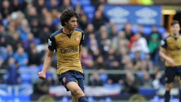 LIVERPOOL, ENGLAND - MARCH 19: Mohamed Elneny of Arsenal during the Barclays Premier League match between Everton and Arsenal at Goodison Park on March 19, 2016 in Liverpool, England. (Photo by Stuart MacFarlane/Arsenal FC via Getty Images)