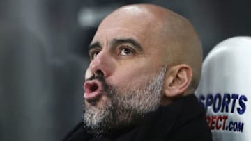 NEWCASTLE UPON TYNE, ENGLAND - DECEMBER 27: Josep Guardiola, Manager of Manchester City looks on prior to the Premier League match between Newcastle United and Manchester City at St. James' Park on December 27, 2017 in Newcastle upon Tyne, England. (Photo by Ian MacNicol/Getty Images)