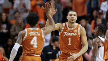 Dylan Disu, Tyrese Hunter, Texas basketball Mandatory Credit: Alonzo Adams-USA TODAY Sports
