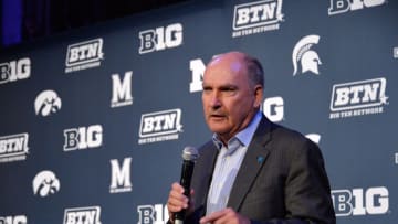 NEW YORK, NY - JUNE 26: Commissioner of The Big Ten Conference Jim Delany speaks at The Big Ten Network Kick Off Party at Cipriani 42nd Street on June 26, 2014 in New York City. (Photo by Ben Gabbe/Getty Images for Wink Public Relations)