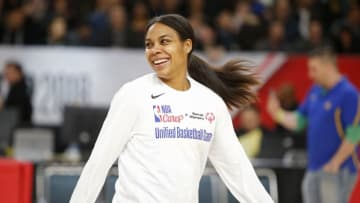 LOS ANGELES, CA - FEBRUARY 17: Lindsey Harding smiles before the NBA Cares Unified Basketball Game as part of 2018 NBA All-Star Weekend at the Los Angeles Convention Center on February 17, 2018 in Los Angeles, California. NOTE TO USER: User expressly acknowledges and agrees that, by downloading and/or using this photograph, user is consenting to the terms and conditions of the Getty Images License Agreement. Mandatory Copyright Notice: Copyright 2018 NBAE (Photo by Michelle Farsi/NBAE via Getty Images)