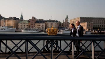 SWEDEN - STOCKHOLM - OCTOBER 26: Skeppsholmen Bridge in the city center with the Royal Golden Crown during an "Around Stockholm Feature" on October 26, 2006 in Stockholm, Sweden. (Photo by Michel Setboun/Getty Images)