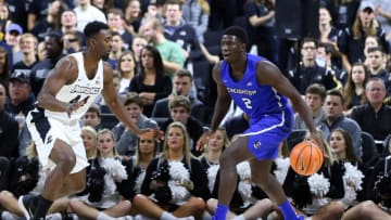 PROVIDENCE, RI - JANUARY 20: Providence Friars guard Isaiah Jackson (44) defends Creighton Bluejays guard Khyri Thomas (2) during a college basketball game between Creighton Bluejays and Providence Friars on January 20, 2018, at the Dunkin Donuts Center in Providence, RI. Providence defeated Creighton 85-71. (Photo by M. Anthony Nesmith/Icon Sportswire via Getty Images)