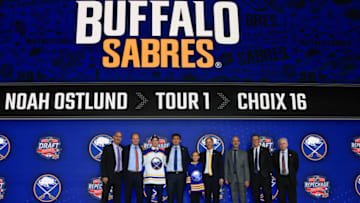 MONTREAL, QUEBEC - JULY 07: Noah Ostlund is drafted by the Buffalo Sabres during Round One of the 2022 Upper Deck NHL Draft at Bell Centre on July 07, 2022 in Montreal, Quebec, Canada. (Photo by Bruce Bennett/Getty Images)