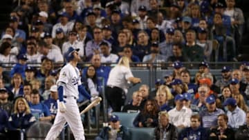 LOS ANGELES, CA - NOVEMBER 01: Cody Bellinger #35 of the Los Angeles Dodgers reacts after striking out during the seventh inning against the Houston Astros in game seven of the 2017 World Series at Dodger Stadium on November 1, 2017 in Los Angeles, California. (Photo by Christian Petersen/Getty Images)