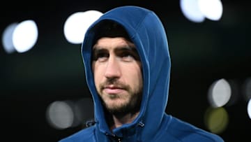 Manchester City's French defender Aymeric Laporte warms up ahead of the English Premier League football match between Leeds United and Manchester City at Elland Road in Leeds, northern England on December 28, 2022. - RESTRICTED TO EDITORIAL USE. No use with unauthorized audio, video, data, fixture lists, club/league logos or 'live' services. Online in-match use limited to 120 images. An additional 40 images may be used in extra time. No video emulation. Social media in-match use limited to 120 images. An additional 40 images may be used in extra time. No use in betting publications, games or single club/league/player publications. (Photo by Oli SCARFF / AFP) / RESTRICTED TO EDITORIAL USE. No use with unauthorized audio, video, data, fixture lists, club/league logos or 'live' services. Online in-match use limited to 120 images. An additional 40 images may be used in extra time. No video emulation. Social media in-match use limited to 120 images. An additional 40 images may be used in extra time. No use in betting publications, games or single club/league/player publications. / RESTRICTED TO EDITORIAL USE. No use with unauthorized audio, video, data, fixture lists, club/league logos or 'live' services. Online in-match use limited to 120 images. An additional 40 images may be used in extra time. No video emulation. Social media in-match use limited to 120 images. An additional 40 images may be used in extra time. No use in betting publications, games or single club/league/player publications. (Photo by OLI SCARFF/AFP via Getty Images)