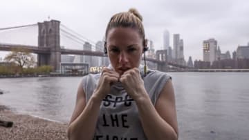 NEW YORK, USA - MAY 6: WBC International Super Bantamweight champion Heather Hardy trains in Brooklyn, New York on May 06, 2016 . 33- year old divorced single mother, Heather Hardy first began taking kickboxing classes after having her daughter, to get back in shape. She was soon asked to join the fighting team where after just three weeks of ever having laced up a pair of gloves, she won her first kickboxing match. She has been dealing with all the facts of life with her daughter. Hardy is undefeated at 16-0 as a professional, a WBC International Super Bantamweight champion who was on the first female boxing card at Barclays Center. (Photo by Bilgin S. Sasmaz/Anadolu Agency/Getty Images)