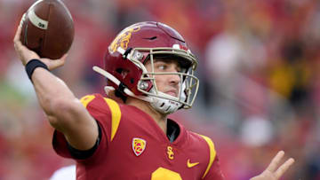Kedon Slovis (9) of the USC Trojans. (Photo by Harry How/Getty Images)