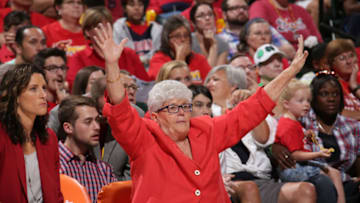 INDIANAPOLIS, IN - SEPTEMBER 3: Head coach Lin Dunn of the Indiana Fever reacts during the game against the Chicago Sky game three of the WNBA Eastern Conference Finals on September 3, 2014 at Bankers Life Fieldhouse in Indianapolis, Indiana. NOTE TO USER: User expressly acknowledges and agrees that, by downloading and or using this Photograph, user is consenting to the terms and conditions of the Getty Images License Agreement. Mandatory Copyright Notice: Copyright 2014 NBAE (Photo by Ron Hoskins/NBAE via Getty Images)