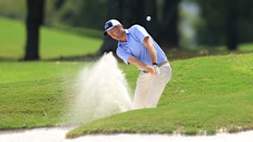 MEMPHIS, TENNESSEE - JULY 31: Brendon Todd of the United States plays a shot from a bunker on the 16th hole during the second round of the World Golf Championship-FedEx St Jude Invitational at TPC Southwind on July 31, 2020 in Memphis, Tennessee. (Photo by Andy Lyons/Getty Images)