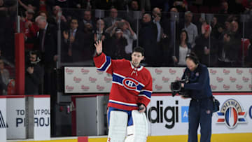 MONTREAL, QC - MARCH 12: Carey Price #31 of the Montreal Canadiens greets the fans after being chosen the first star of the game against the Detroit Red Wings, in his 315th NHL victory, at the Bell Centre on March 12, 2019 in Montreal, Quebec, Canada. (Photo by Francois Lacasse/NHLI via Getty Images)
