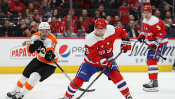 WASHINGTON, DC - MARCH 04: Nick Jensen #3 of the Washington Capitals skates against the Philadelphia Flyers during the first period at Capital One Arena on March 4, 2020 in Washington, DC. (Photo by Patrick Smith/Getty Images)