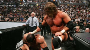Triple H and Batista (Photo by J. Shearer/WireImage for BWR Public Relations)