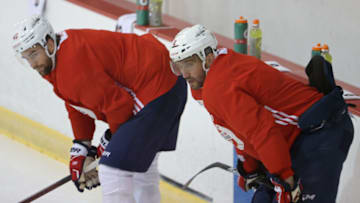 Tom Wilson, Alex Ovechkin, Washington Capitals Mandatory Credit: Geoff Burke-USA TODAY Sports